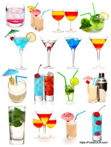 Cocktail 1 Many cocktails isolated on white background